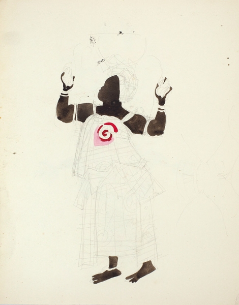Гольц Ника Георгиевна (1925–2012) Эскиз театрального костюма. 1970-е. Бумага, акварель, белила, графитный карандаш, 26,8 х 21,6 см.