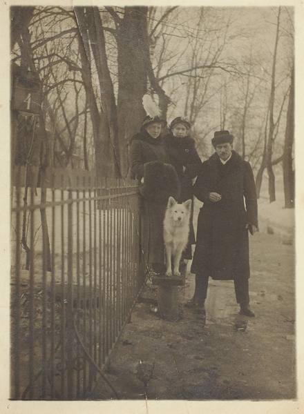 [Автограф К.И. Чуковского] Лот из 6 фотографий Корнея Чуковского и его близких. Лесколово, 1914-1915.