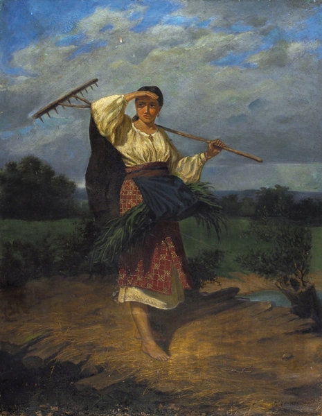 Сафонов П. «После работы». 1891. Холст, масло, 80,7 х 62,7 см.