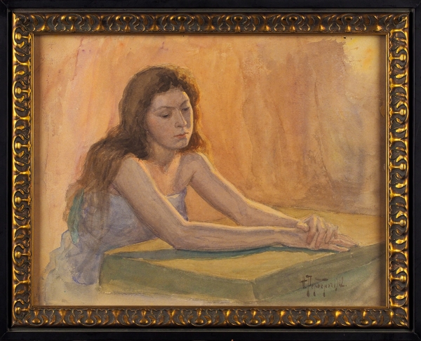 Рерберг Фёдор Иванович (1865—1938) «Портрет девушки». 1902. Бумага, акварель, 31 х 40 см.