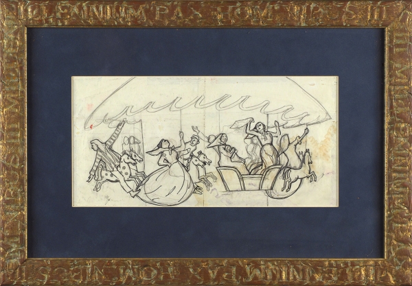 Ульянов Николай Павлович (1885–1949) «Карусель». 1900-е. Бумага, графитный карандаш, тушь, перо, 19 х 39,5 см.