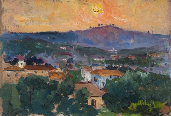 Лапшин Георгий Александрович (1885–1950) «Южный пейзаж». 1920-е. Картон, масло, 10 х 14,8 см.