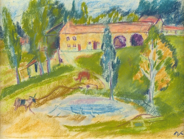 Артемов Георгий Калистратович (1892–1965) «Ферма в Лораге». 1940-е. Бумага, пастель, 26 х 34 см.