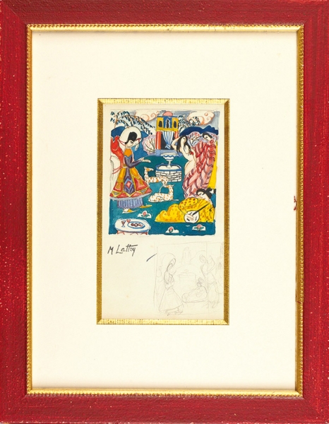 Латри Михаил Пелопидович (1875–1942) «Восточная сцена». 1920-е — 1930-е. Бумага, графитный карандаш, акварель, 19,5x11 см.