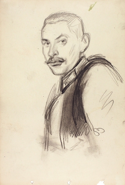 Рудаков Константин Иванович (1891–1949) «Портрет военного». 1930-е. Бумага, графитный и черный карандаш, 29,2 х 20 см.