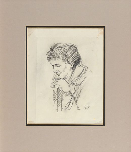 Тышлер Александр Григорьевич (1898–1980) «Портрет А.А. Ахматовой». 1943. Бумага, графитный карандаш, 22 х 17,5 см.
