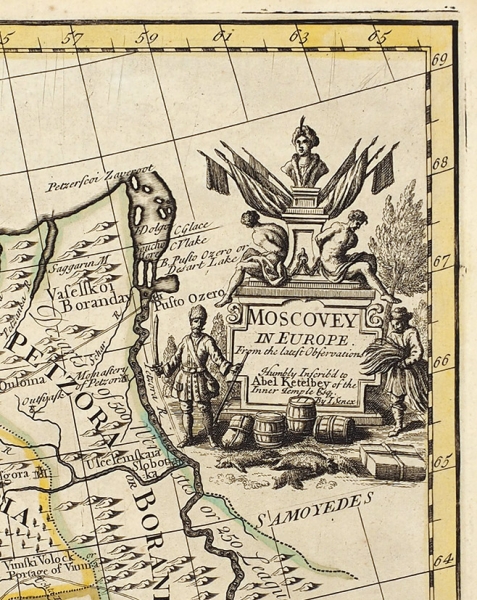 Карта Европейской Московии, составленная по последним наблюдениям / карт. Джон Сенекс. [Moscovey in Europe from the latest Observations (…)]. Лондон, 1720-е гг.