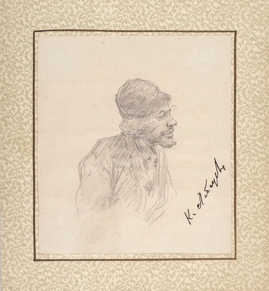 Лебедев Клавдий Васильевич (1852–1916) «Мужской портрет». Конец XIX века. Бумага, графитный карандаш, 12 х 10,7 см.