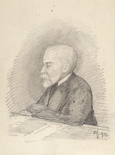 Неизвестный художник «Портрет Г.И. Котова». 1912. Бумага, графитный карандаш, 15 х 11,5 см.