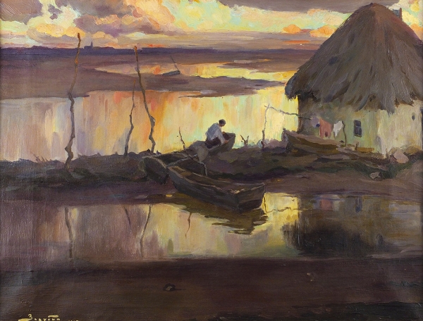 Зарубин Виктор Иванович (1866–1928) «Тихий вечер». 1917. Холст, масло, 57x43 см.