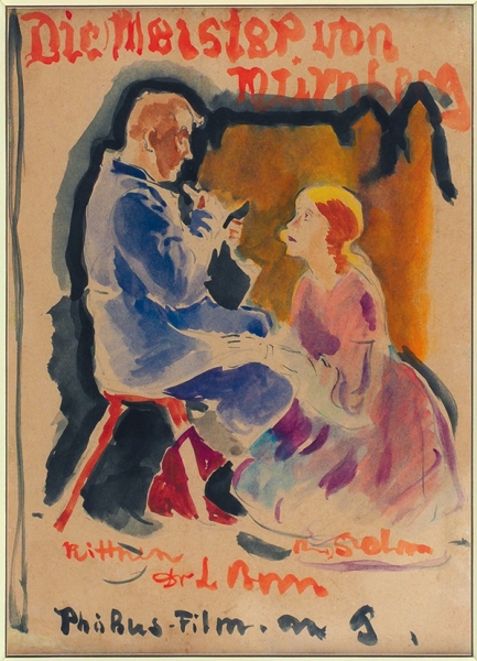 Масютин Василий Николаевич (1884–1955) Эскиз плаката к фильму «Мастер из Нюрнберга» («Der Meister von Nurnberg»). 1927. Бумага, акварель, 30,5 х 22,5 см.
