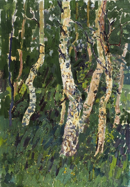 Копытцева Майя Кузьминична (1924–2005) «Березы». 1980. Холст, масло, 48 х 34 см.