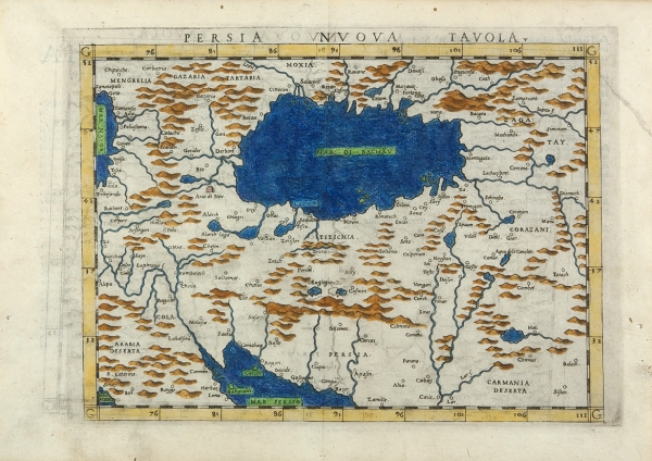 Карта Della Persia Quarta tabola nuova d'Asia. [Карта Ближнего Востока и Средней Азии]. 1574.