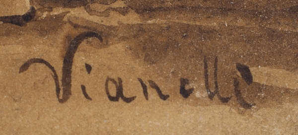 Вианелли (Vianelli) Ахилл (1803-1894) «Римский форум». Середина XIX века. Бумага, графитный карандаш, сепия, 26,3x42 см.