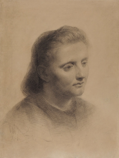 Кошелев Николай Андреевич (1840–1918) «Женский портрет (Л.В. Каминская)». 1863. Бумага, графитный карандаш, 38,5x29,3 см.