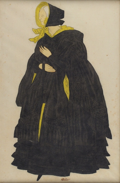 Бакст Лев Самойлович (1866-1924) Эскиз костюма к одноактному балету Р. Шумана «Бабочки». 1912. Бумага на картоне, графитный карандаш, акварель, белила, 45x29,5 см.