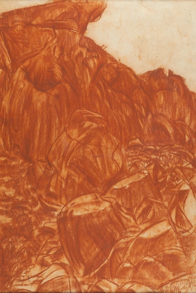 Яковлев Александр Евгеньевич (1887–1938) «Горы». 1918. Бумага, сангина, 61x40,5 см.