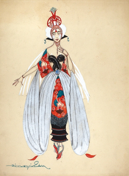 Зиновьев Александр Петрович (1889–1977) Эскиз костюма для кабаре «Casino de Paris». 1920-е. Картон, графитный карандаш, тушь, перо, гуашь, серебряная краска, 34,2x25,2 см.