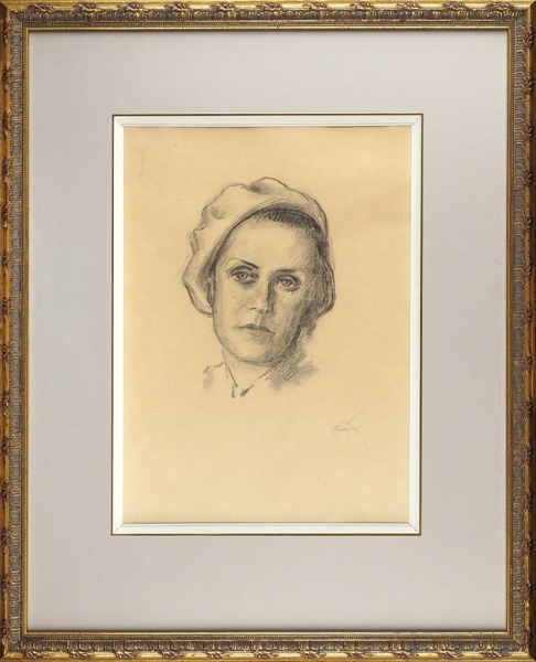 Добужинский Мстислав Валерианович (1875–1957) «Портрет жены». 1936. Бумага, уголь, фиксатив, 37,5x28,4 см.