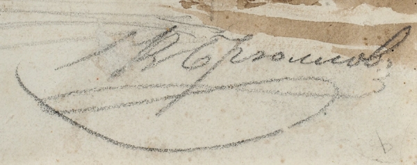 Брюллов Карл Павлович (1799–1852) «Улица гробниц. Помпеи». 1827. Бумага, графитный карандаш, сепия, 20,4x27 см.