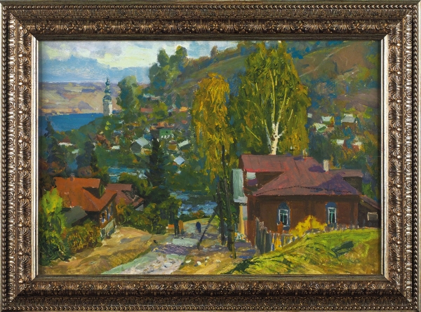 Яблоков Анатолий Иванович (1911–1992) «Плёс». 1973. Картон, гуашь, 34,5x50 см.