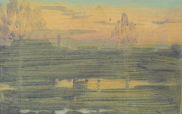 Вечтомов Николай Евгеньевич (1923–2007) «Пейзаж». 1970-е. Картон, масло, 13x20,5 см (в свету).