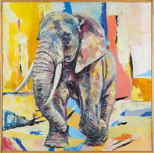Шерман Катерина. «Слон». 2017. Холст, масло. 50x50 см. В раме — 51,5x51,5 см.