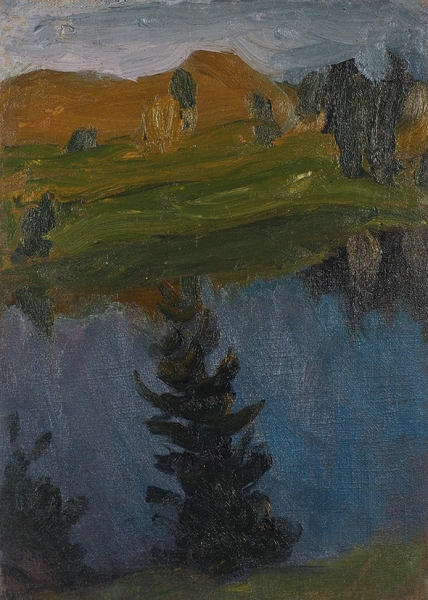 Серов Валентин Александрович (1865–1911) «Пейзаж с рекой». 1900-е. Холст, масло, 37,5x26,5 см.