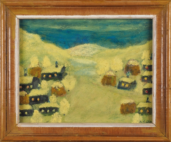 Петросян Эдмонд Грантович (1948–2019) «Село Сардарашен». 2008. Картон, масло, 24,5x31 см.