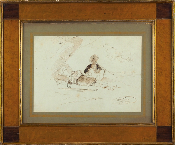 Брюллов Карл Павлович (1799–1852) «Полуденный отдых». 1836. Бумага, галловые чернила, перо, 25x35,5 см.