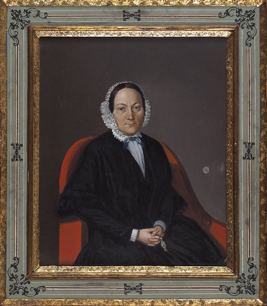 Неизвестный художник «Женский портрет». 1840-е. Картон, масло, 35,5x29 см (в свету).