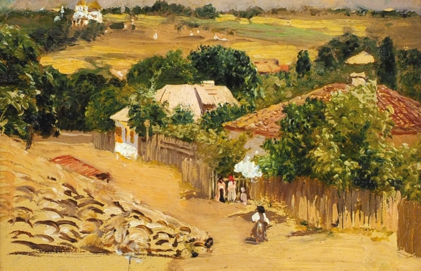 Дубовской Николай Никанорович (1859–1918) «В Рени близ Галаца». 1893. Бумага на картоне, масло, 10,6x16,9 см.