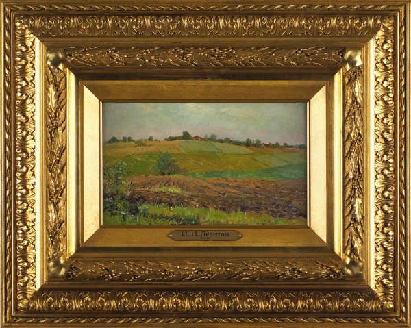 Левитан Исаак Ильич (1860–1900) «Летний пейзаж. Пашня». Конец 1880-х—1890-е. Бумага на картоне, масло, 17,9x29,6 см.