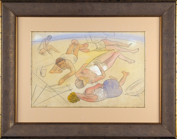 Григорьев Борис Дмитриевич (1886–1937) «Пляж». 1933. Бумага, графитный карандаш, акварель, гуашь, 30,8x46,7 см.