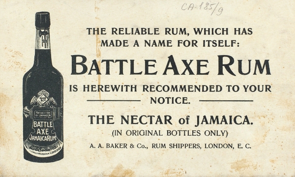 [Йо-хо-хо] Рекламная листовка («трансформер») ямайского «нектара», т.е. рома: Battle Axe Rum. Лондон, нач. ХХ в.