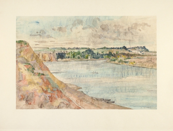 Тарханов Михаил Михайлович (1888–1962) «Река Белая». 1949. Бумага, смешанная техника, 19,8x29,5 см.