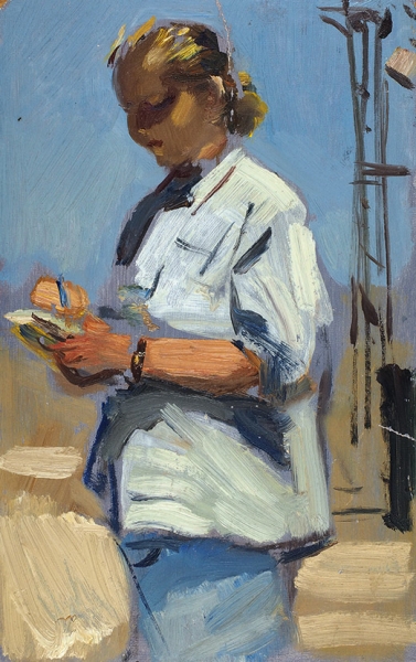 Абдулаев Микаил Гусейн оглы (1921–2002) «Портрет женщины». 1925. Картон, масло, 27,5x17,5 см.