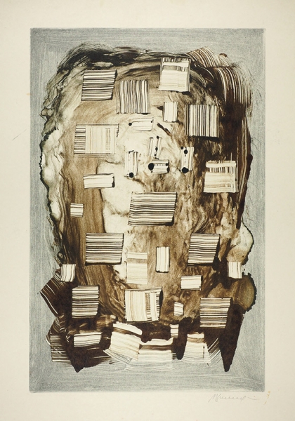 Варшамов Рубен Артёмович (1936–2000) «Композиция». 1980. Картон, монотипия, 62,7x48,8 см (лист), 49,3x32,2 см (оттиск).