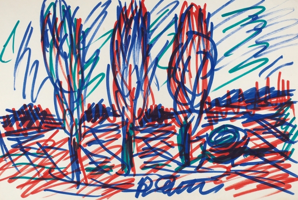 Яковлев Владимир Игоревич (1934–1998) «Три дерева». 1980-е — начало 1990-х. Бумага, фломастеры, 19,6x29 см.
