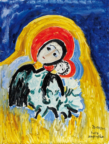 Медведева Катя (род. 1937) «Богоматерь с младенцем». 2004 — 2011. Оргалит, масло, 80x61 см.