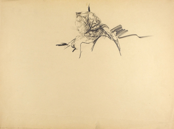 Малявин Филипп Андреевич (1869–1940) «Крестьянская женщина». 1900-е. Бумага, графитный карандаш, 32x44 см.