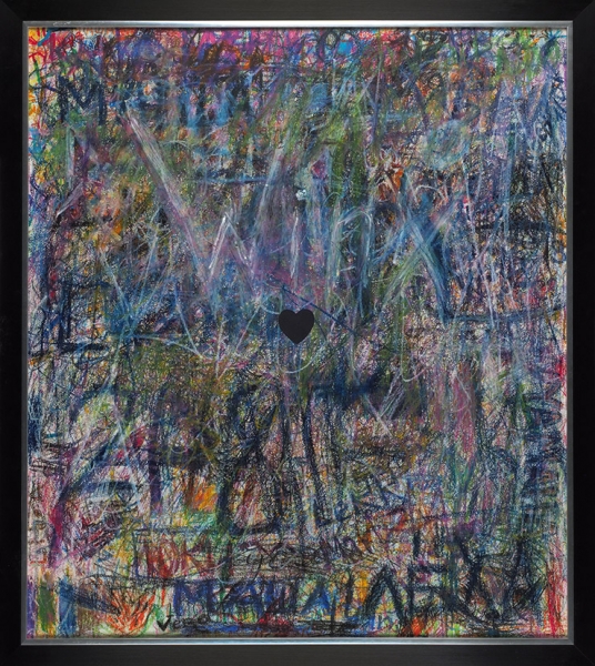Позитивная Зинаида. «Когерентный сигнал». 2011. Панель МДФ, масляная пастель, акрил. 78,5x79 см.