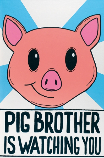 Твердохлеб Карина. «Pig brother is watching you». 2019. Холст, акрил. 60x40 см.
