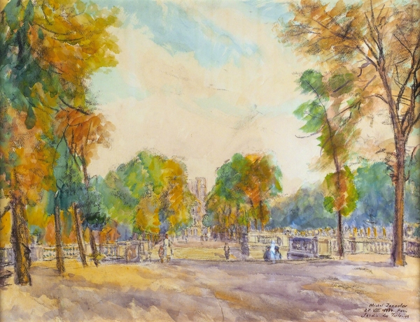 Яковлев Михаил Николаевич (1880–1942) «Париж. Сад Тюильри». 1934. Картон, смешанная техника, 63x48 см.
