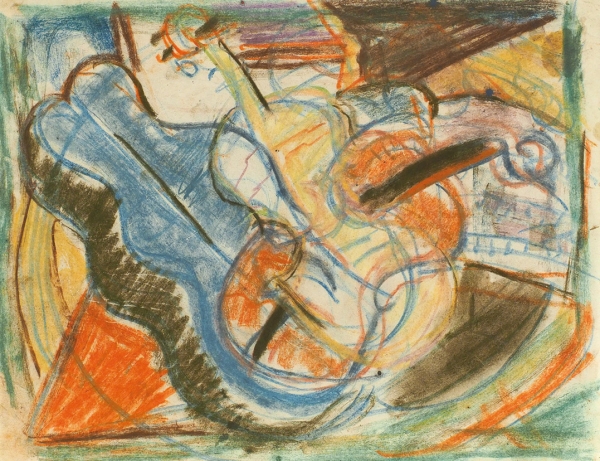 Артемов Георгий Калистратович (1892–1965) «Натюрморт со скрипкой». 1940-е. Бумага, пастель, 21x27,2 см.