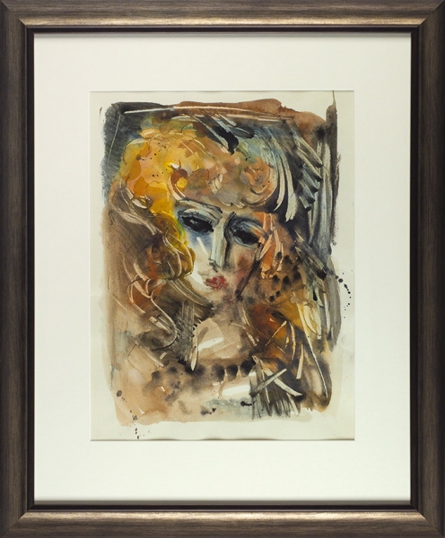 Зверев Анатолий Тимофеевич (1931–1986) «Женский портрет». 1969. Бумага, акварель, 44,5x33,5 см.