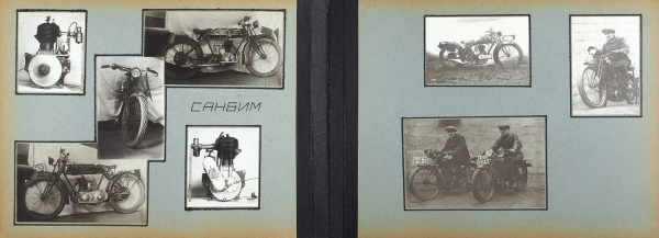 Альбом фотографий «Мото», со снимками мотоциклов. [1920-1930-е гг.].