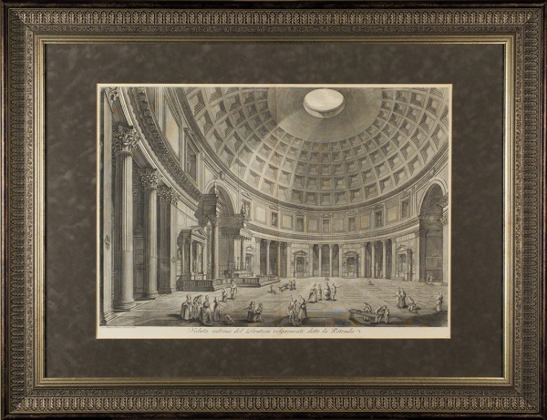 Пиранези (Piranesi) Франческо (1758/59-1810) «Внутренний вид Пантеона». Из серии «Vedute di Rome». 1778 (оттиск, по всей вероятности, первой четверти XIX века). Бумага, офорт, 46x47 см (оттиск).