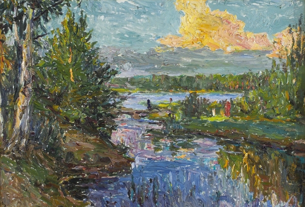 Безикович Борис Николаевич (1917-1978) «Летний день». 1956. Картон, масло, 33x48,5 см.
