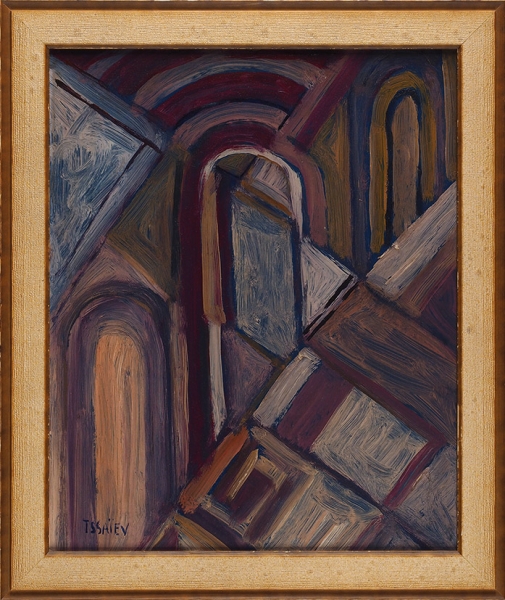 Исаев Николай Александрович (1891–1977) «Композиция». 1960. Оргалит, масло, 46x37,5 см.